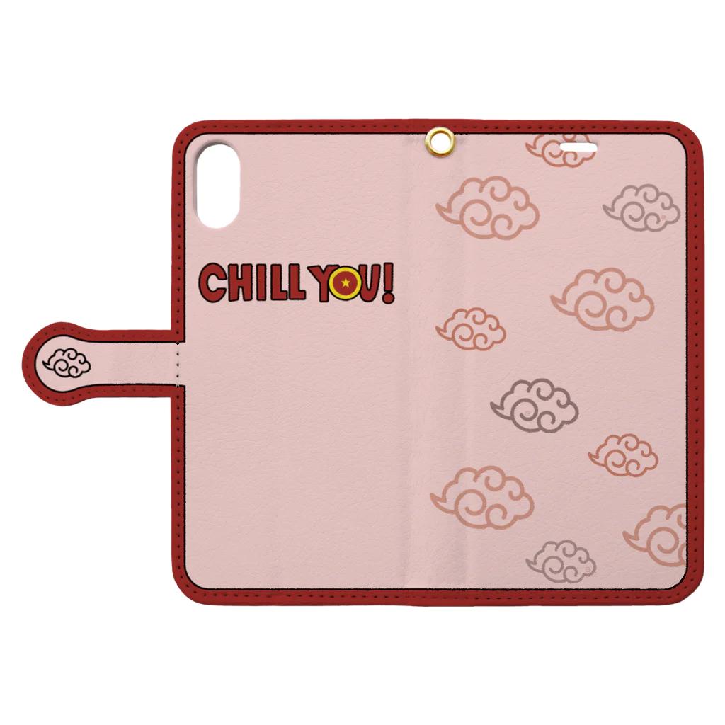 SHELAUGHのCHILL Y☆U（チルユー）　iPhoneXS限定 手帳型スマホケースを開いた場合(外側)