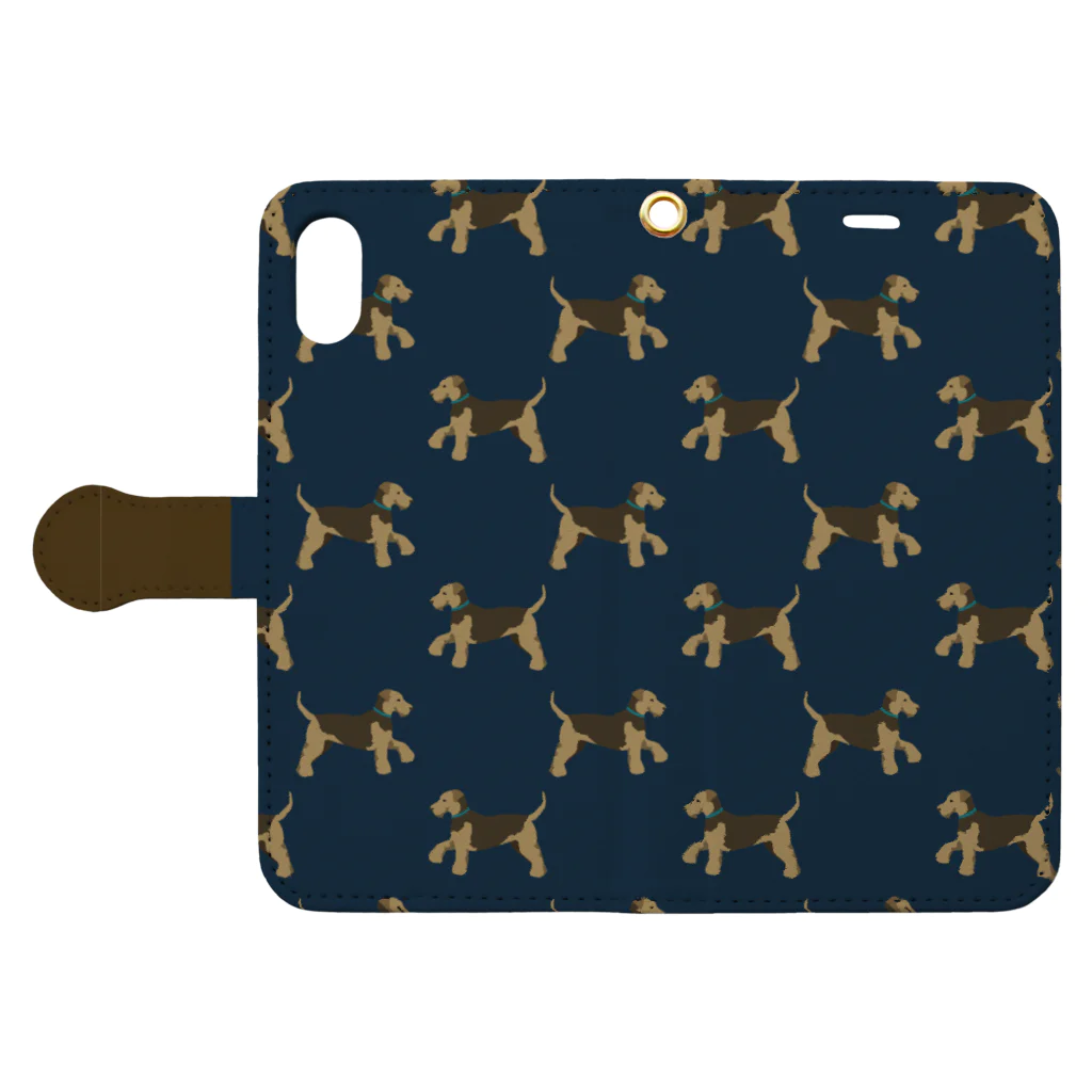 monetの犬/ウェルシュテリア Book-Style Smartphone Case:Opened (outside)