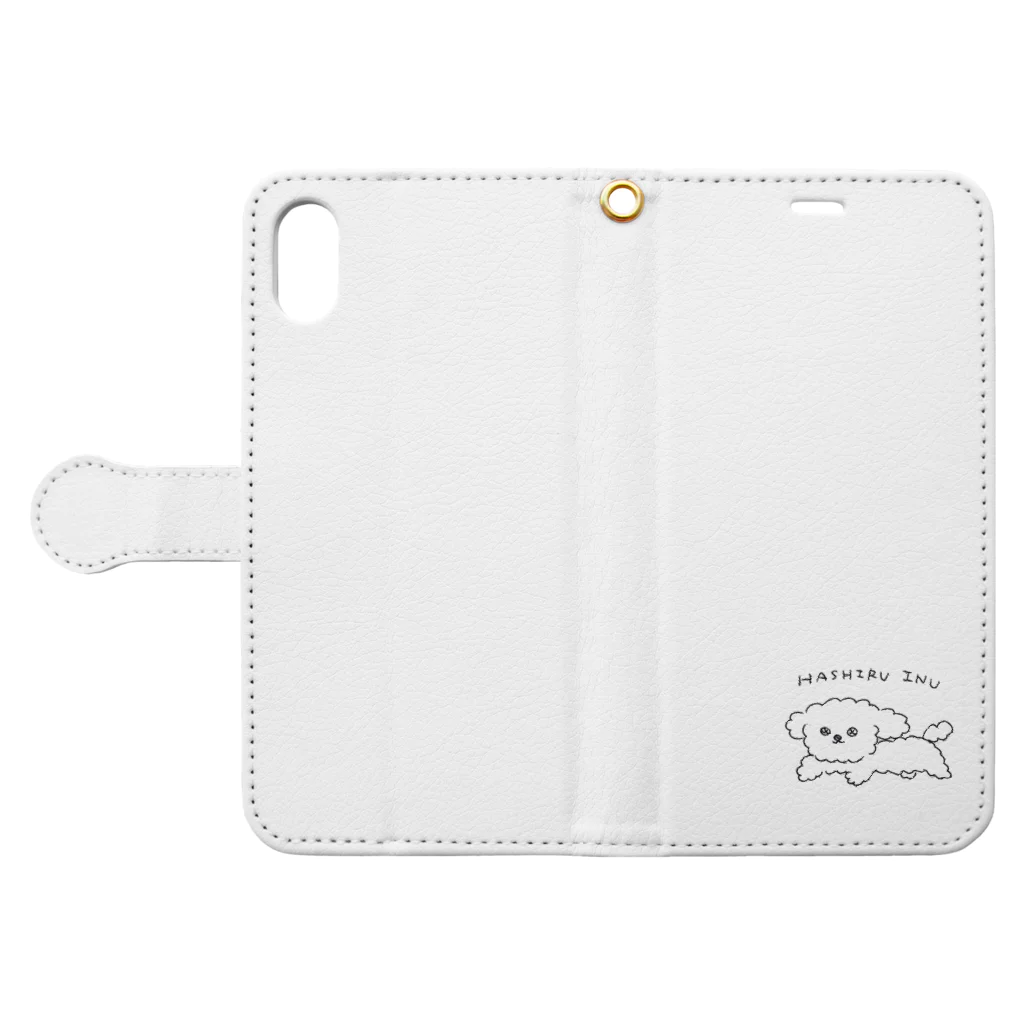 イヌ茶碗のHASHIRU INU 。 Book-Style Smartphone Case:Opened (outside)