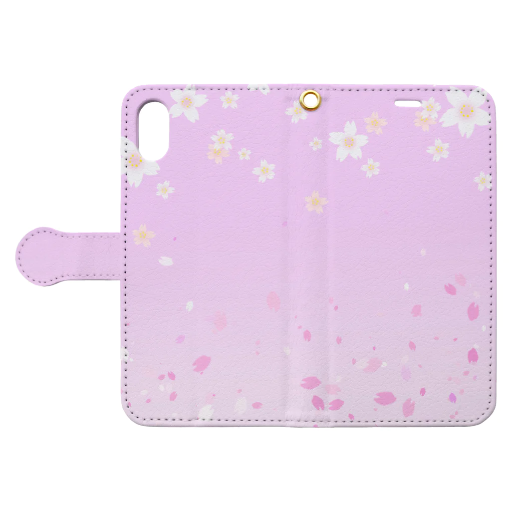 sonoteniの花柄　桜 2　#108 Book-Style Smartphone Case:Opened (outside)