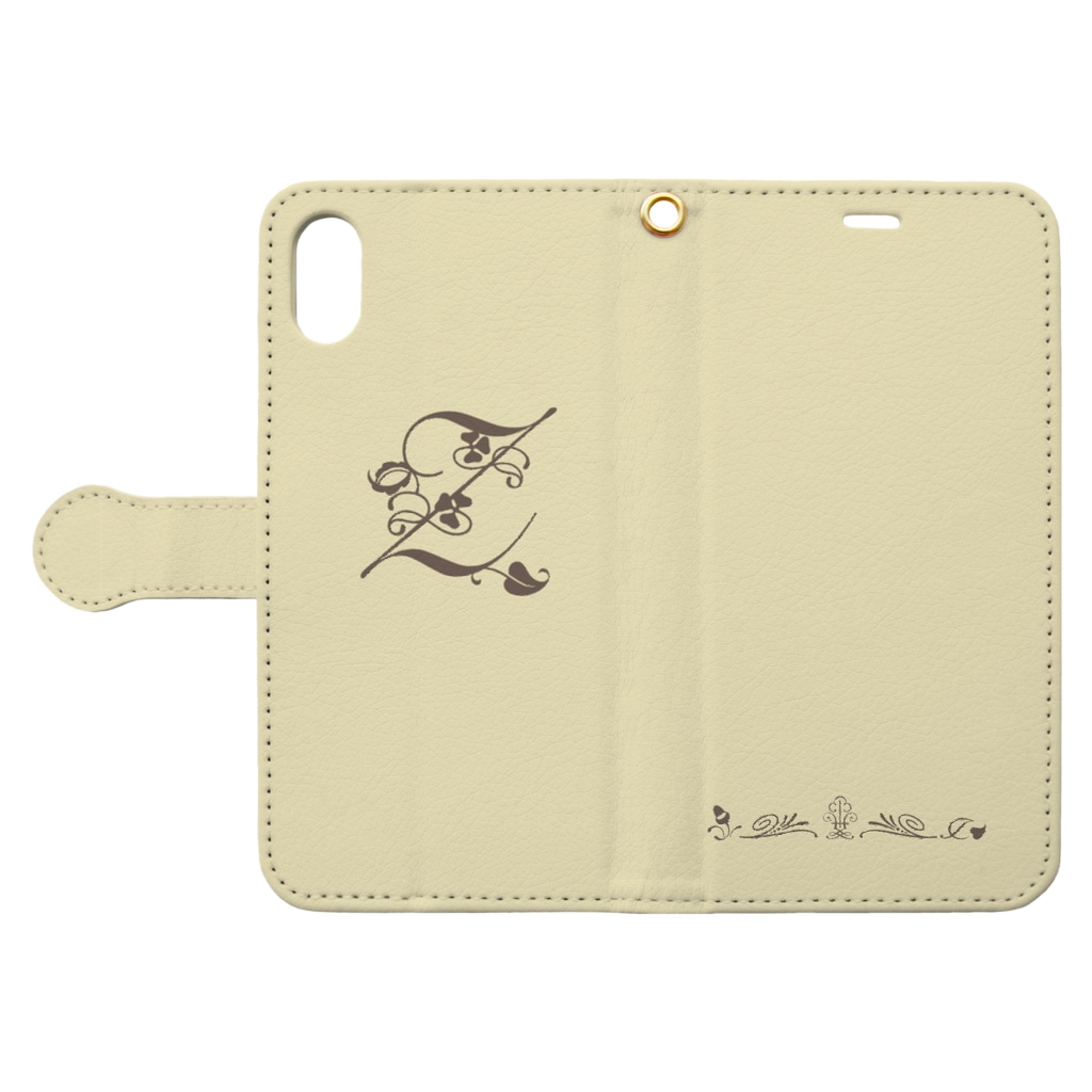sonoteniのアルファベット　イニシャル　ボタニカル　クリーム　Z #205 Book-Style Smartphone Case:Opened (outside)