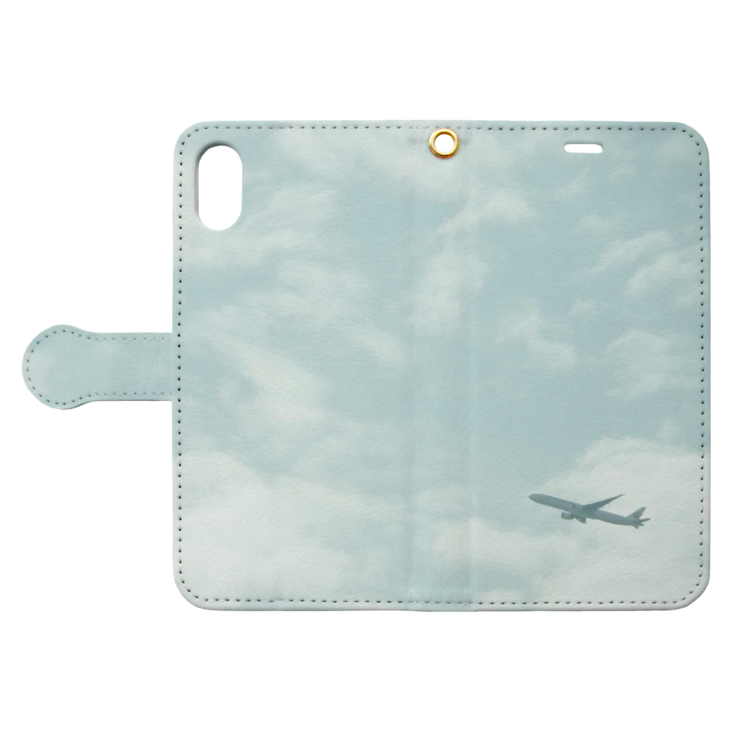 Momona_Takatsukiの飛行機と空のスマホケース Book-Style Smartphone Case:Opened (outside)