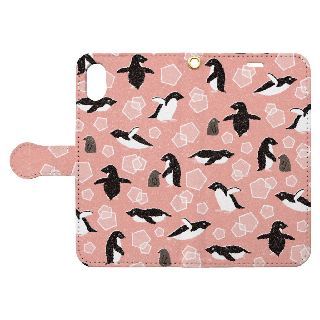 123izmのペンギン（赤） Book-Style Smartphone Case:Opened (outside)