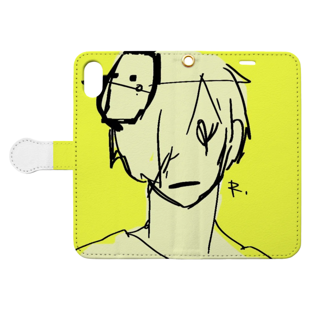 rukitasoのシンプルるきさん Book-Style Smartphone Case:Opened (outside)