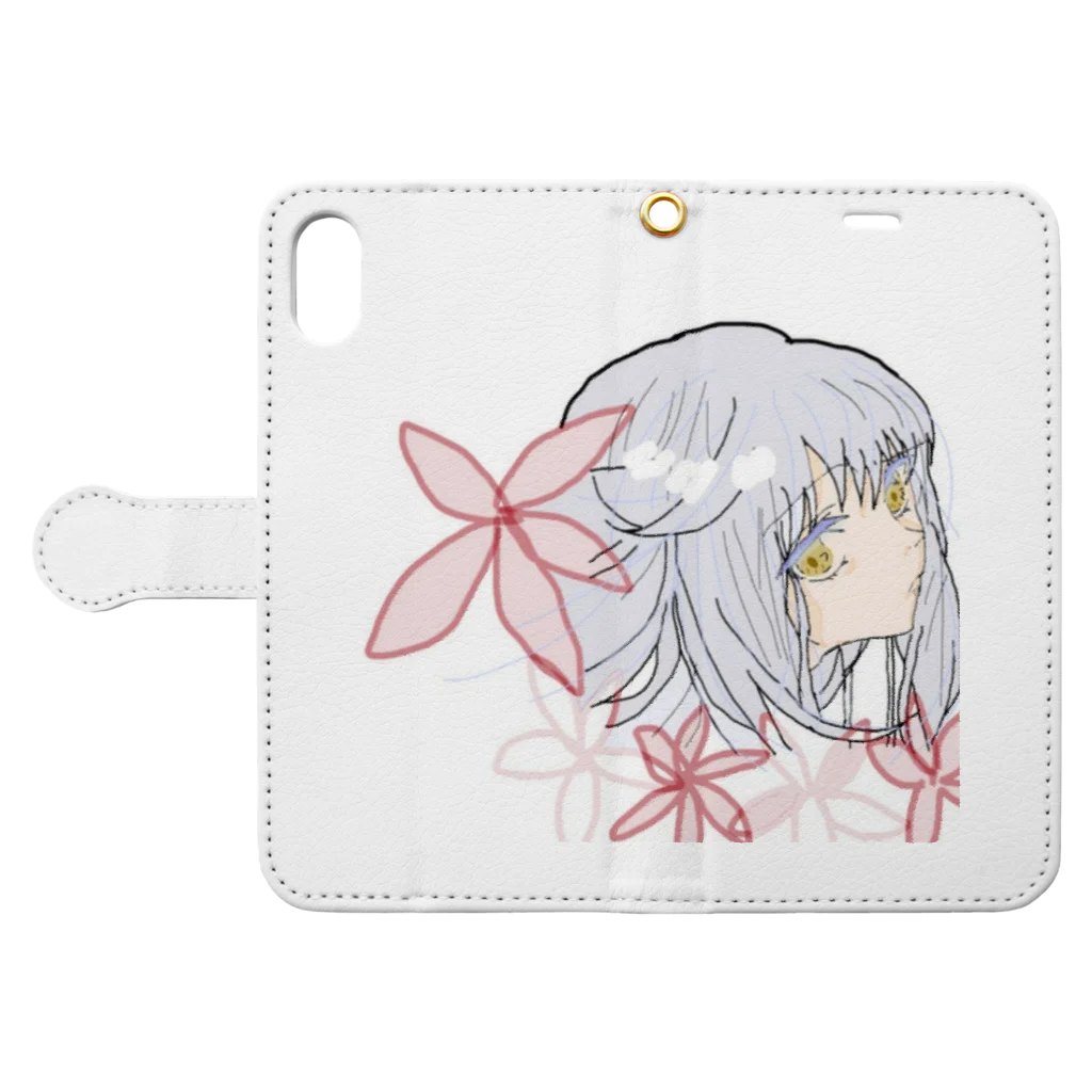 青リンゴのゆめかわいい女の子 Book-Style Smartphone Case:Opened (outside)