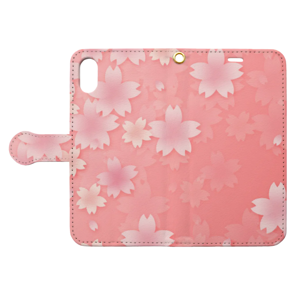 筆森の桜満開 Book-Style Smartphone Case:Opened (outside)