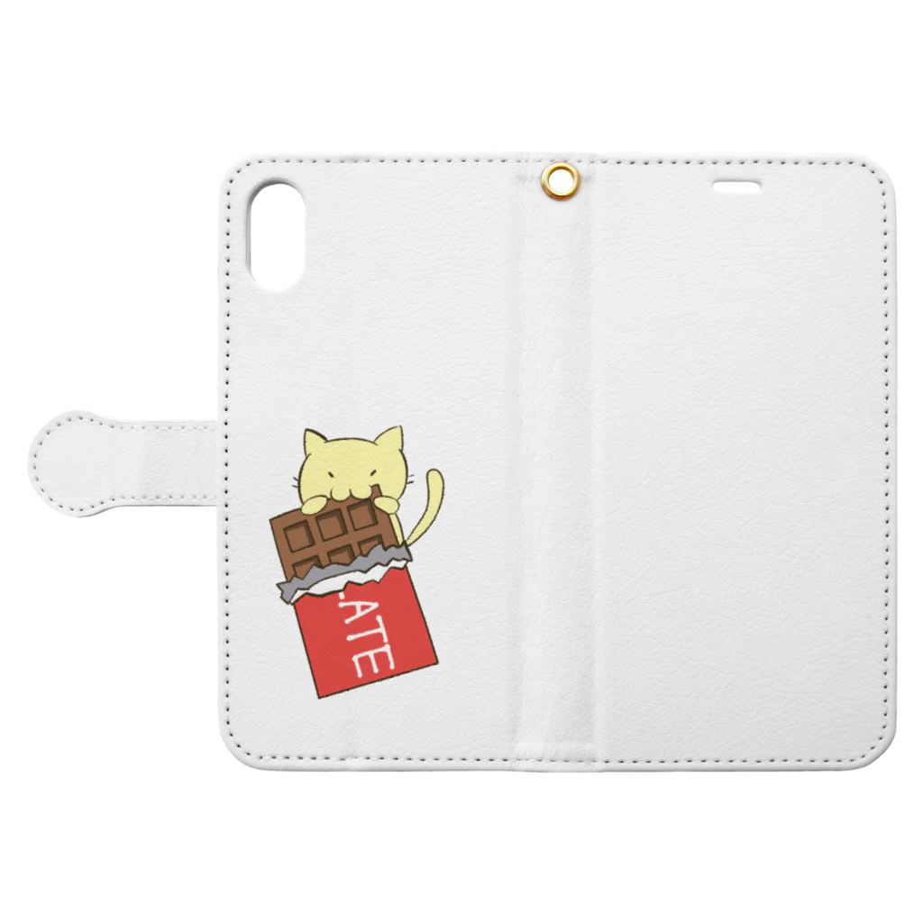 ねこのしっぽのチョコレート Book-Style Smartphone Case:Opened (outside)