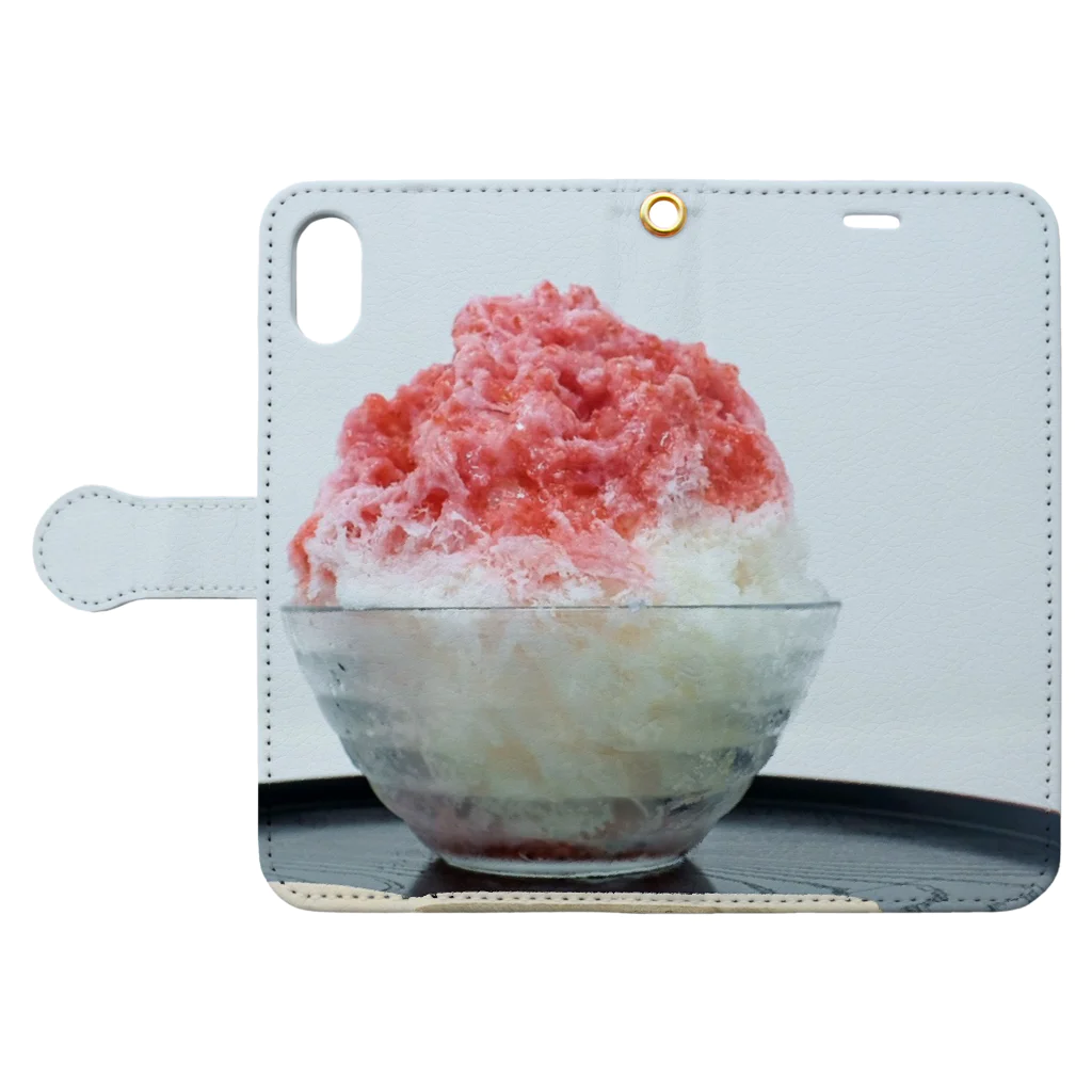 駄菓子屋カフェCHABUのCHABU shaved ice手帳型スマホケース 手帳型スマホケースを開いた場合(外側)