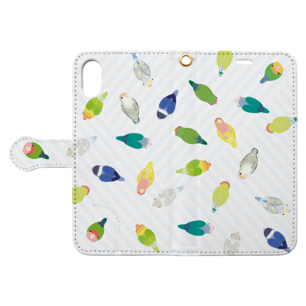 小桜森のラブバード（一面） Book-Style Smartphone Case:Opened (outside)