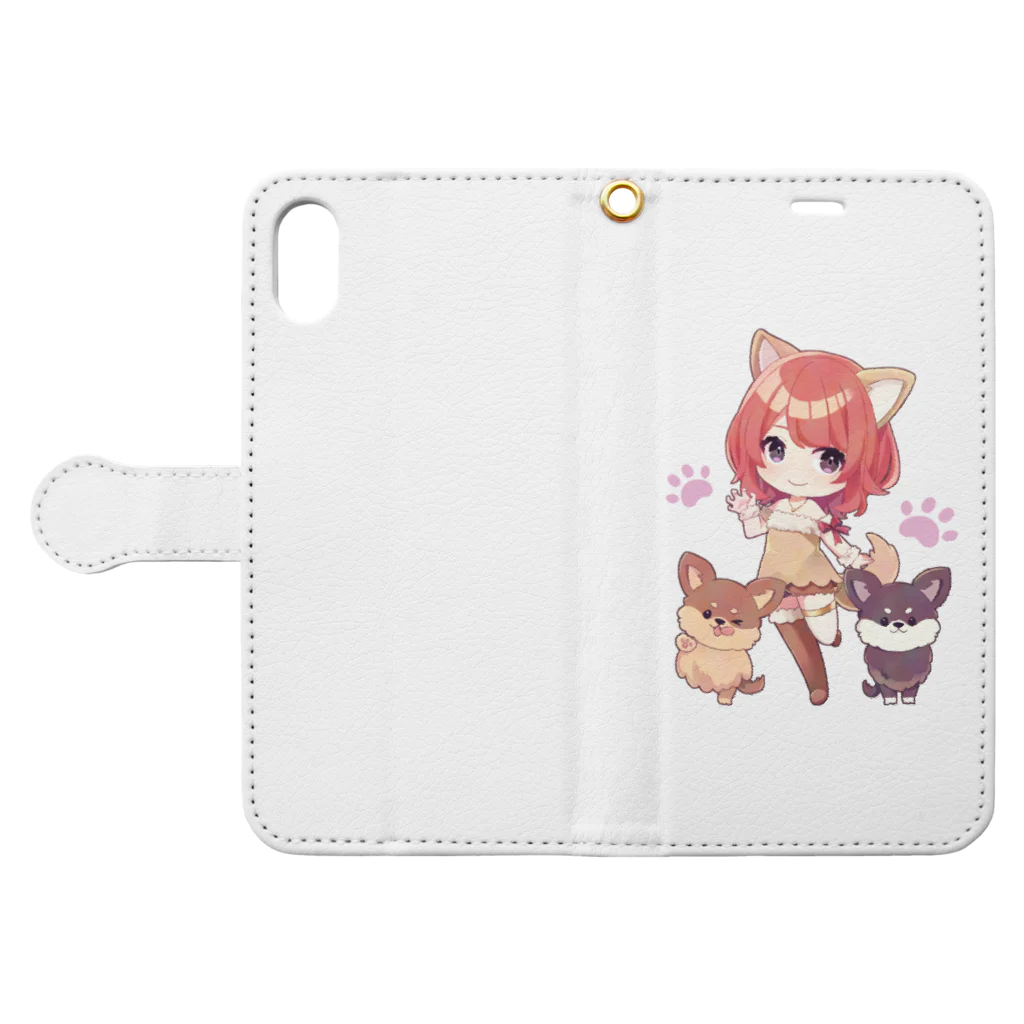 まるぴーとモフモフな愛犬のまるぴーとモフモフな愛犬 Book-Style Smartphone Case:Opened (outside)