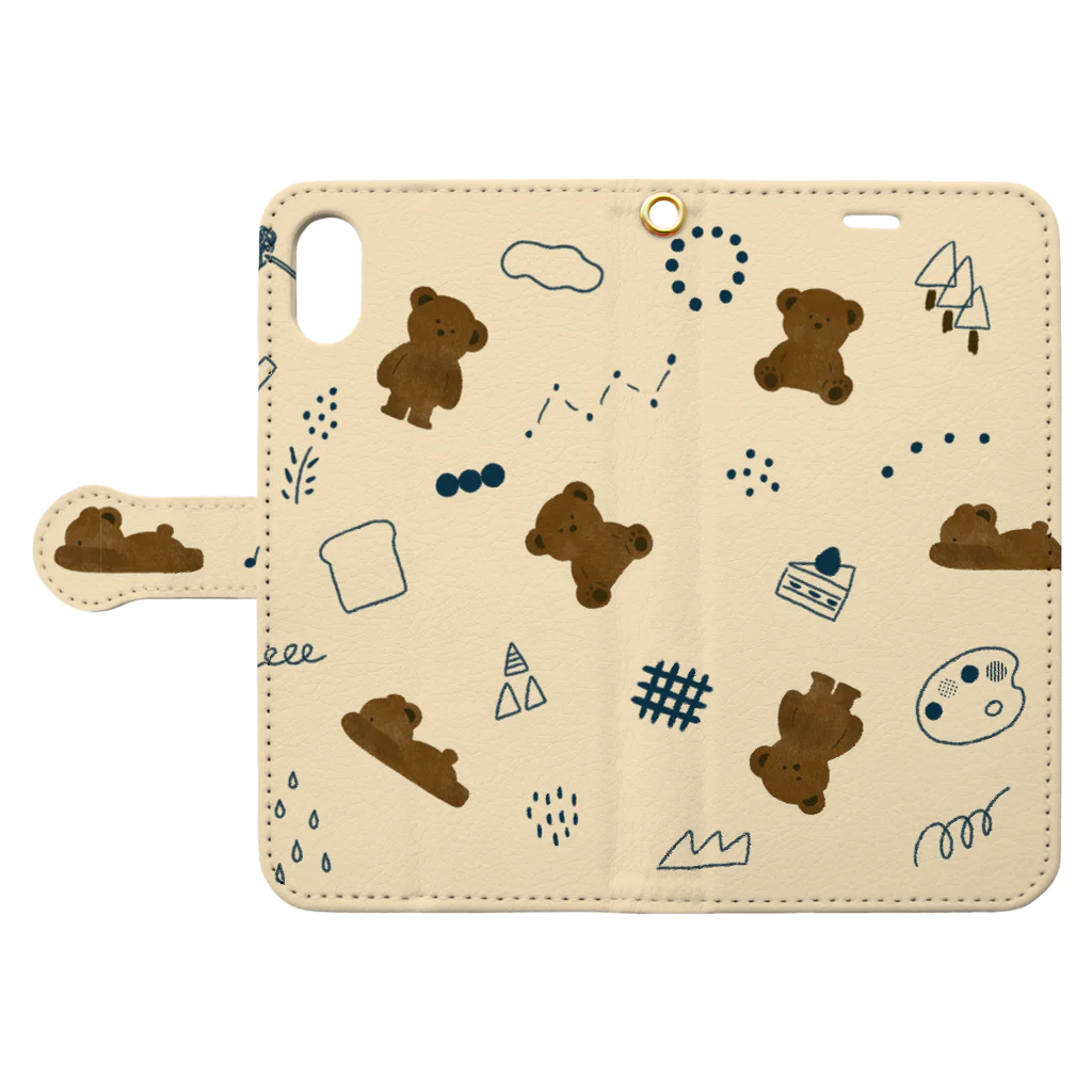 くまのお店🧸のくまちゃんのたからばこ Book-Style Smartphone Case:Opened (outside)