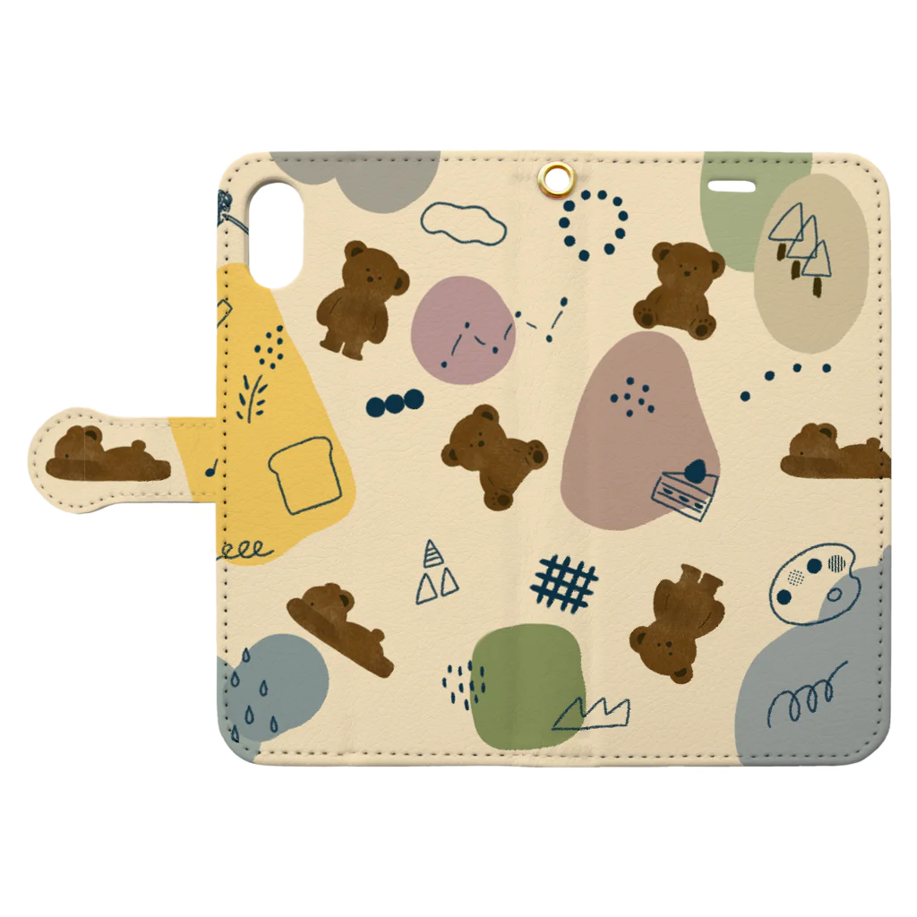 くまのお店🧸のくまちゃんのたからばこ Book-Style Smartphone Case:Opened (outside)