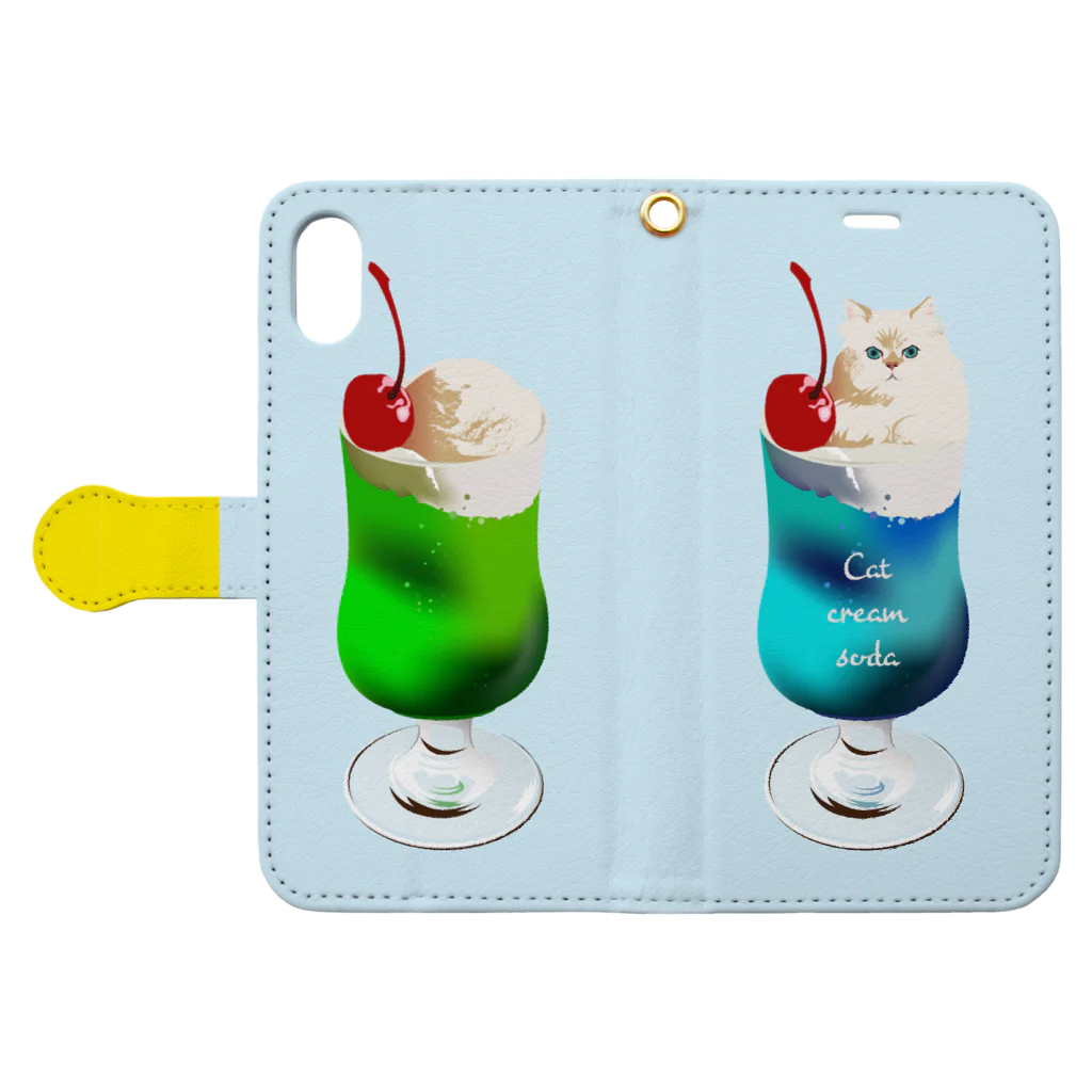monetのCat cream soda ! Book-Style Smartphone Case:Opened (outside)