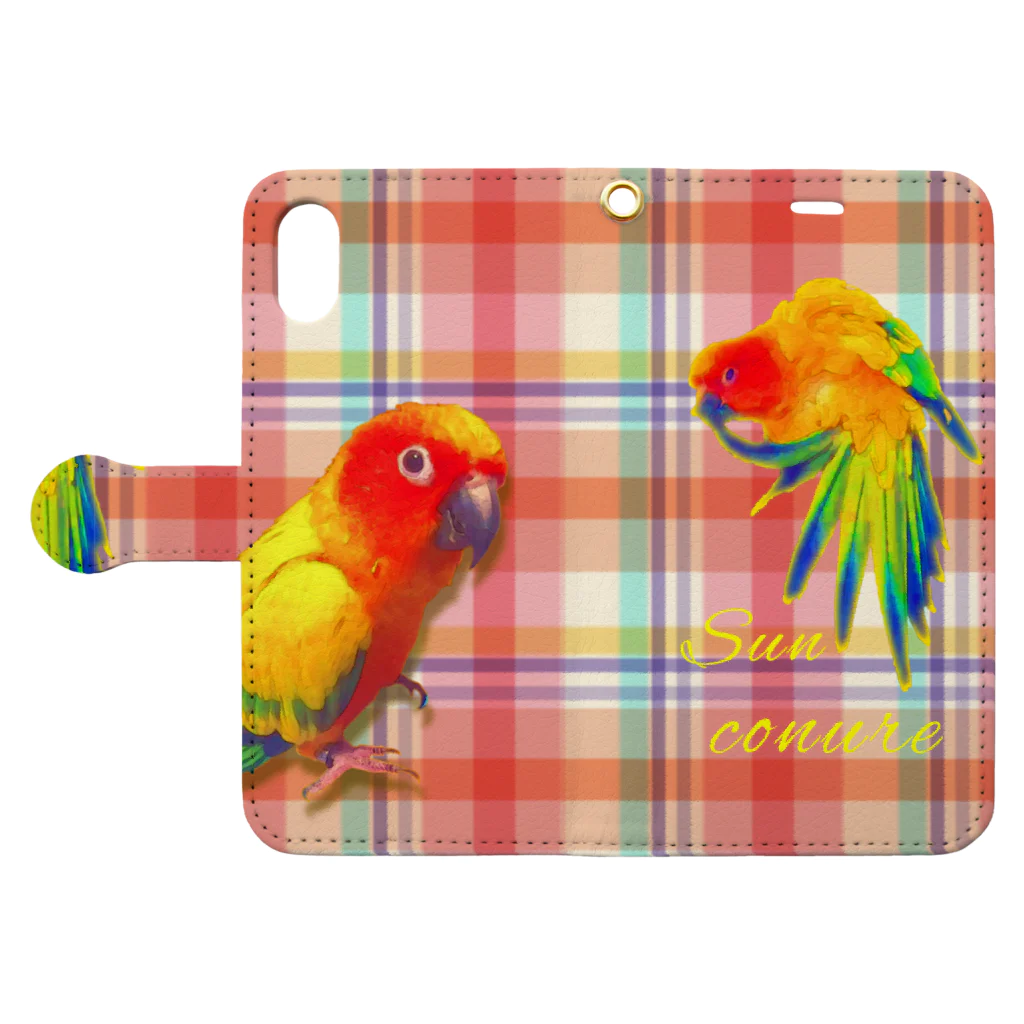 ぽちの適当屋のコガネメキシコインコ Book-Style Smartphone Case:Opened (outside)