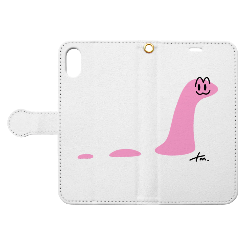 マチダタケルのSUZURIのお店のネス湖のネッシーUMAちゃん Book-Style Smartphone Case:Opened (outside)