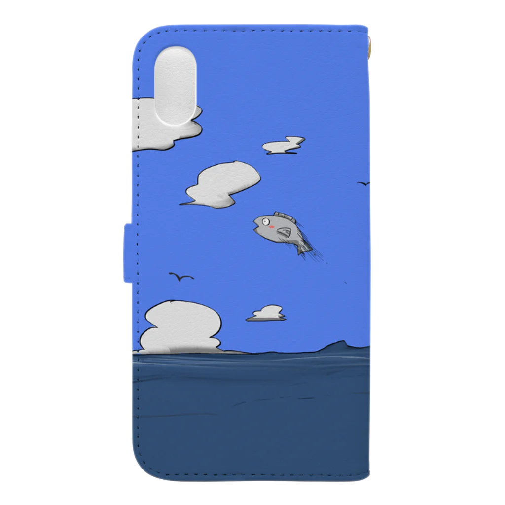 にぼしの空飛ぶ魚スマホケース Book-Style Smartphone Case :back