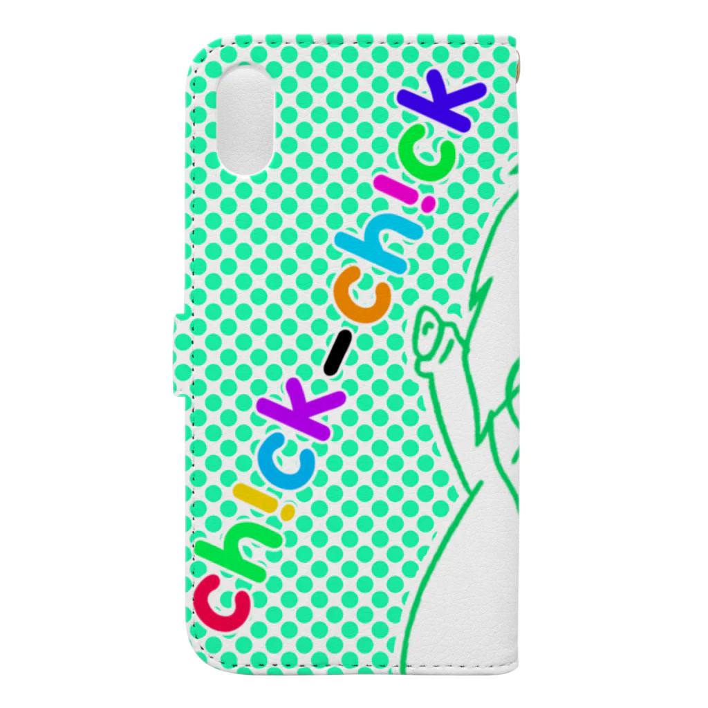 ch!ck-ch!ckの呼んだ？すずきさん！爽やかiPhoneケース（緑） Book-Style Smartphone Case :back