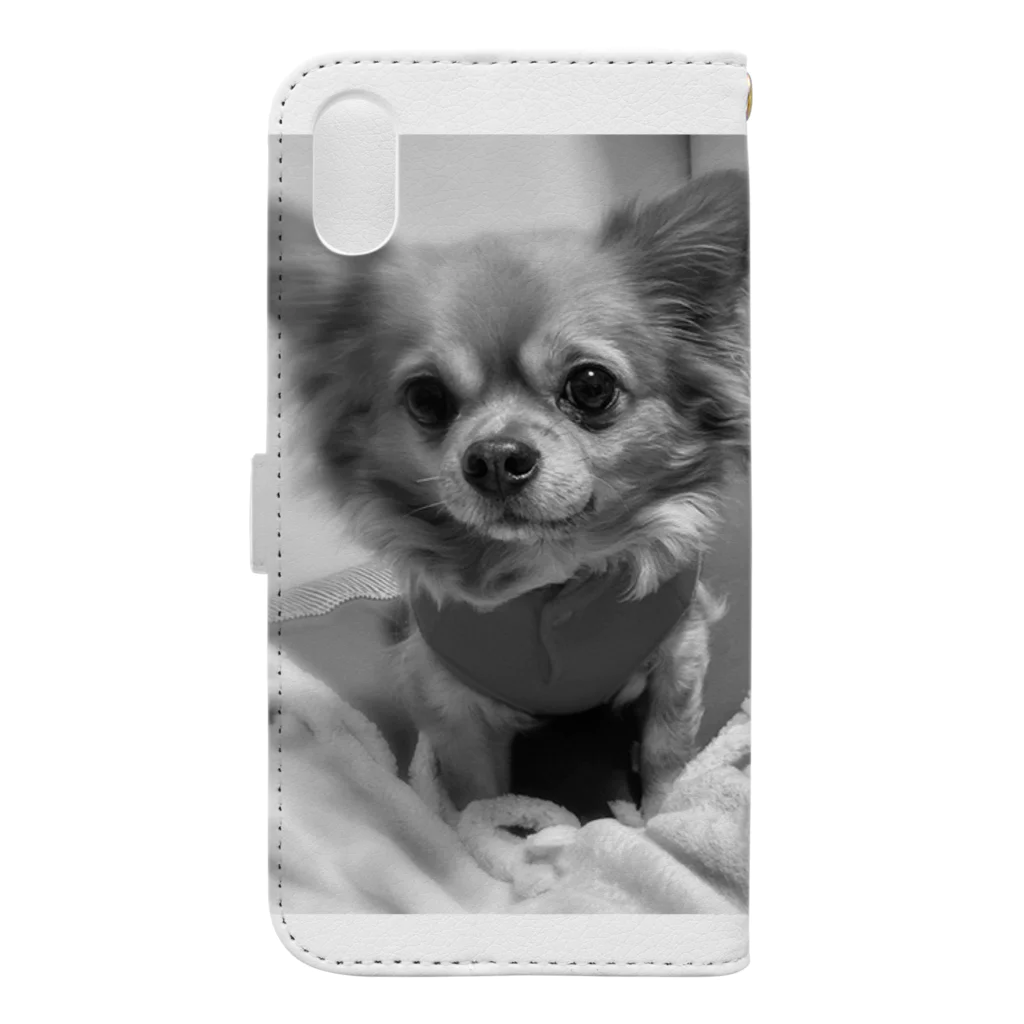 うちの愛犬のもっさりモノクロ Book-Style Smartphone Case :back