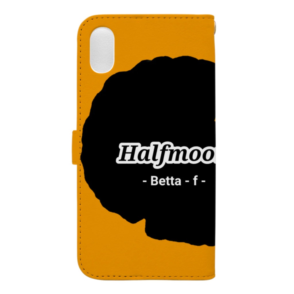 ☆ららくらら☆のHalfmoon Betta①Black(Marigold) Book-Style Smartphone Case :back