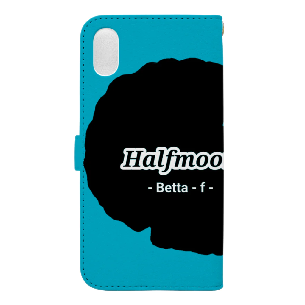 ☆ららくらら☆のHalfmoon Betta①Black(Turquoiseblue) 手帳型スマホケースの裏面