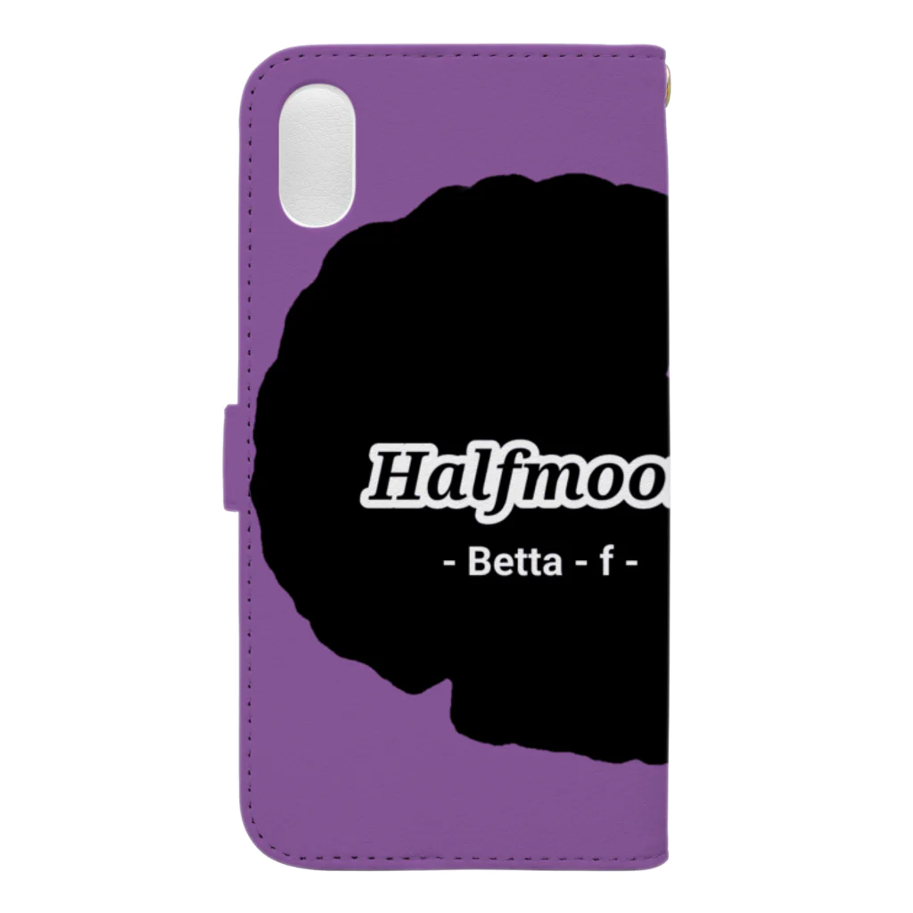 ☆ららくらら☆のHalfmoon Betta①Black(Mauve) Book-Style Smartphone Case :back