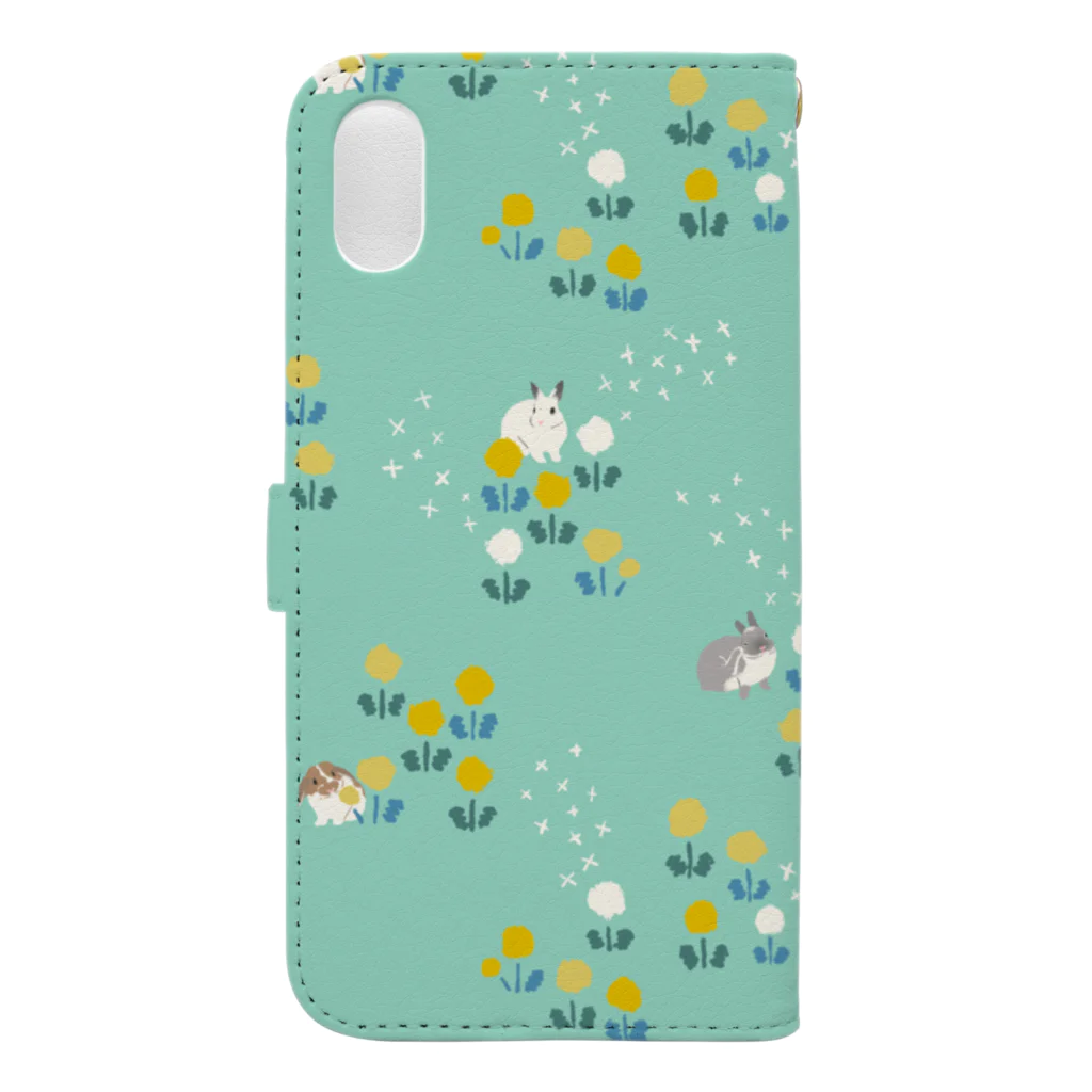 Usagi Kawaiiのたんぽぽとうさぎさん Book-Style Smartphone Case :back