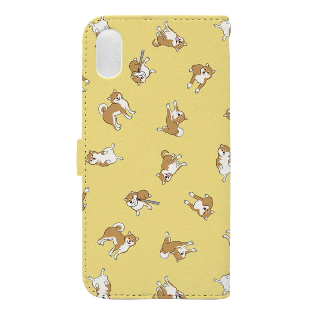 chippokeの柴犬いっぱい（イエロー） Book-Style Smartphone Case :back