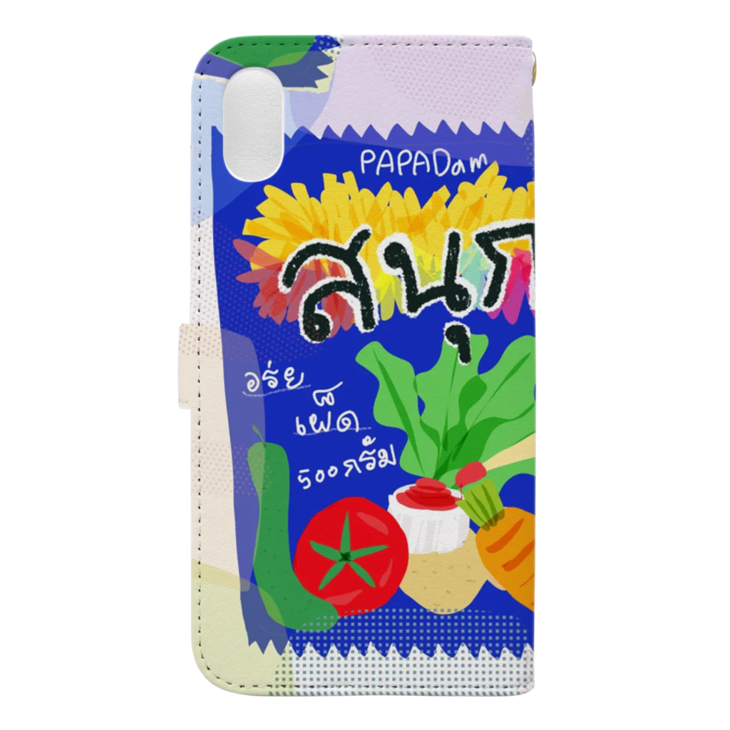 PAPADan【ぱぱだん】のお菓子食べたい！！ スナック菓子　タイ文字 Book-Style Smartphone Case :back