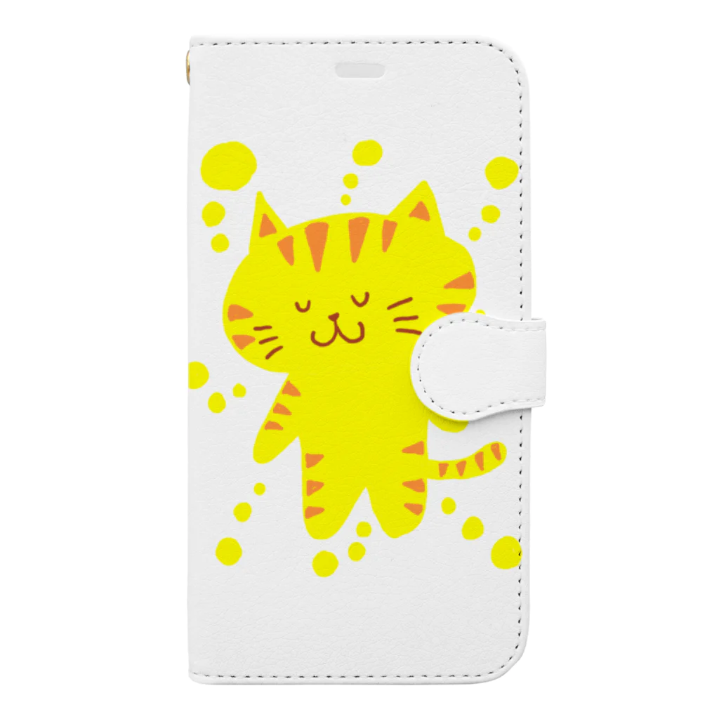 えかきにゃんこのお店♪のきいろいねこ Book-Style Smartphone Case