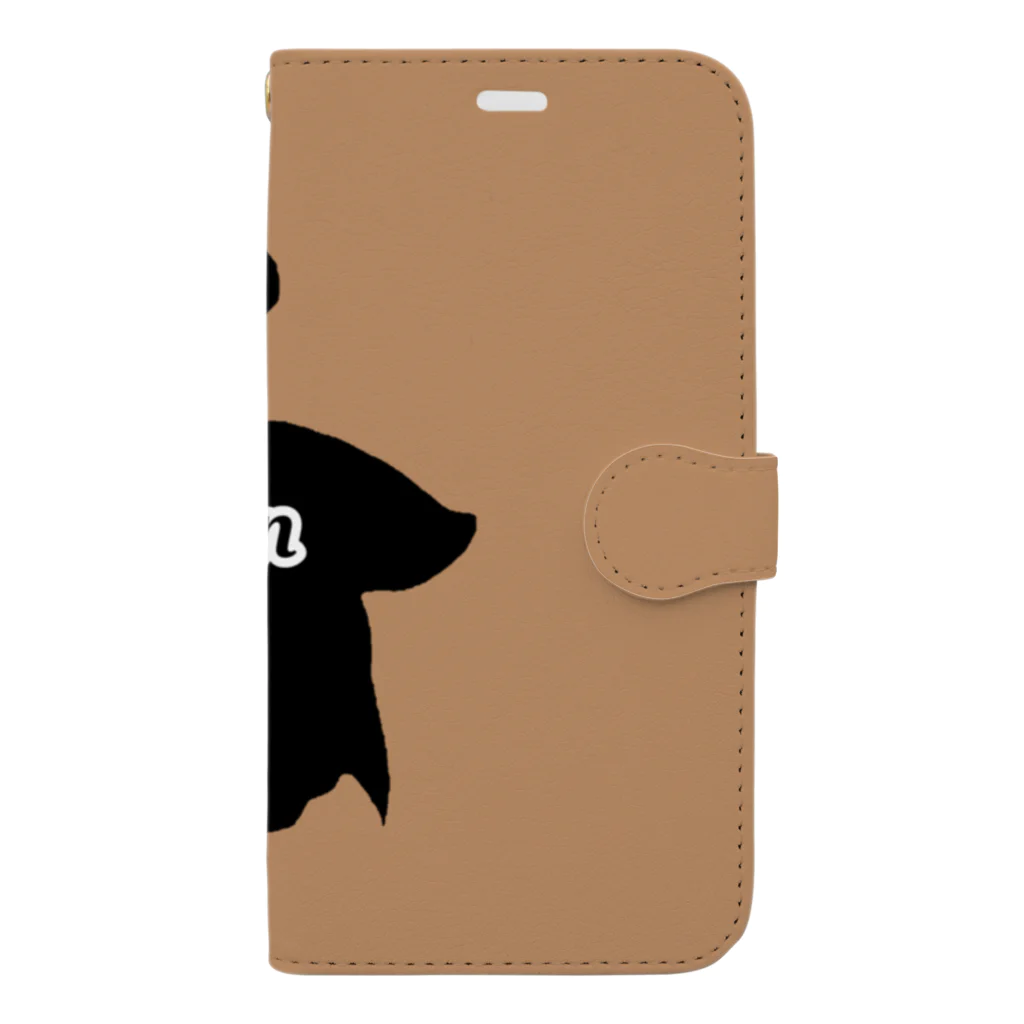 ☆ららくらら☆のHalfmoon Betta①Black(Cinnamon) Book-Style Smartphone Case