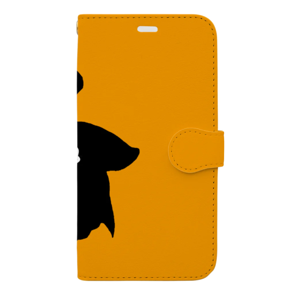 ☆ららくらら☆のHalfmoon Betta①Black(Marigold) Book-Style Smartphone Case