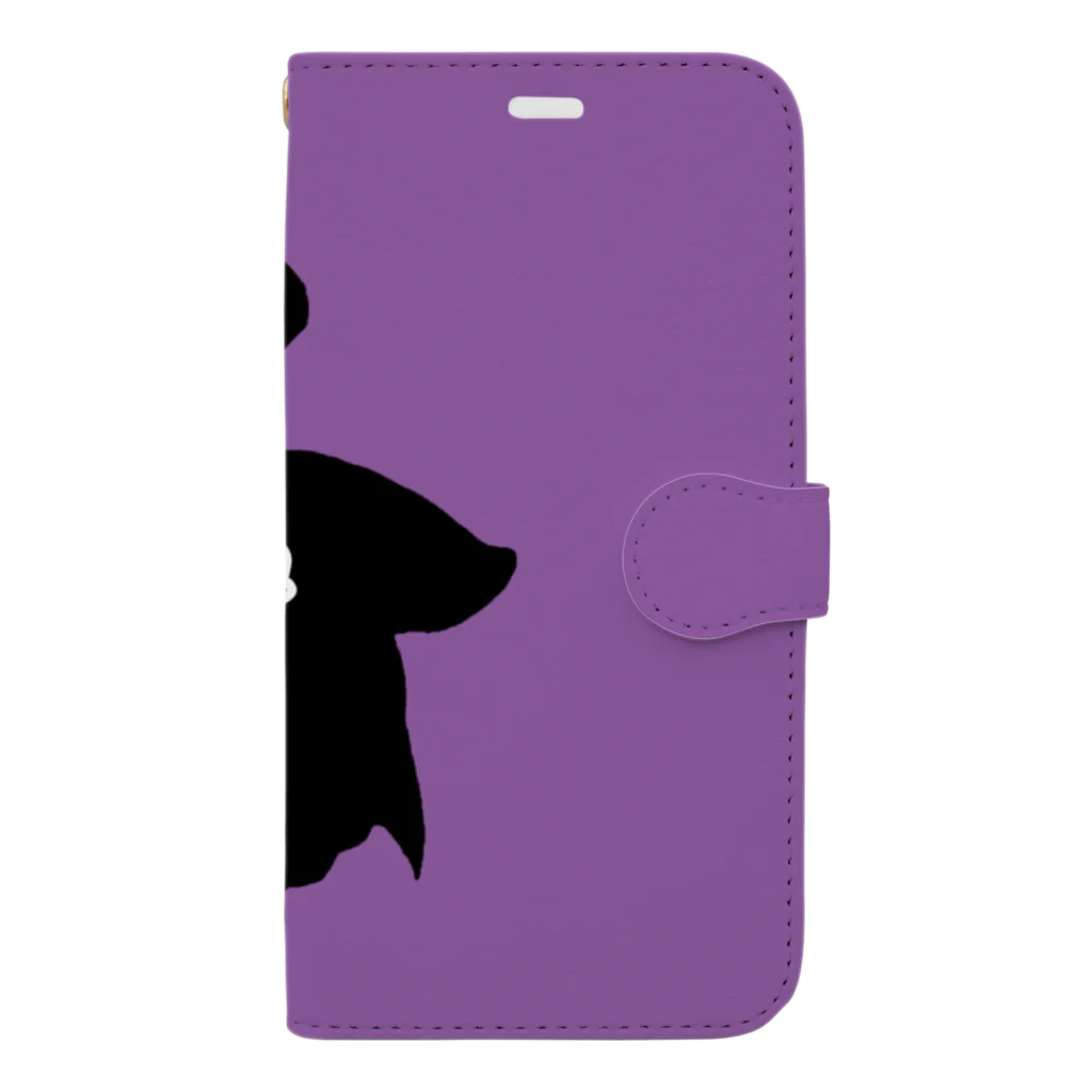 ☆ららくらら☆のHalfmoon Betta①Black(Mauve) Book-Style Smartphone Case