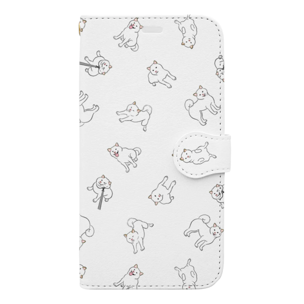 chippokeの白柴いっぱい Book-Style Smartphone Case