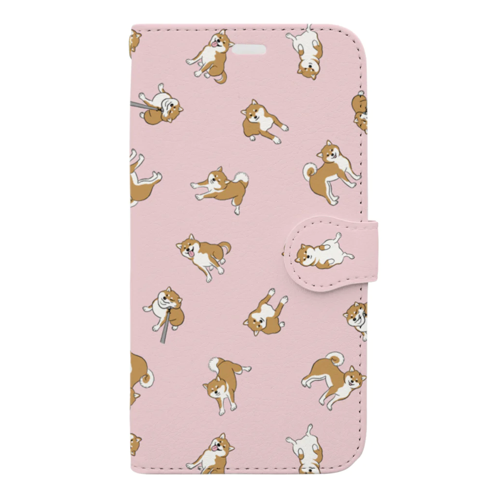 chippokeの柴犬いっぱい（ピンク） Book-Style Smartphone Case