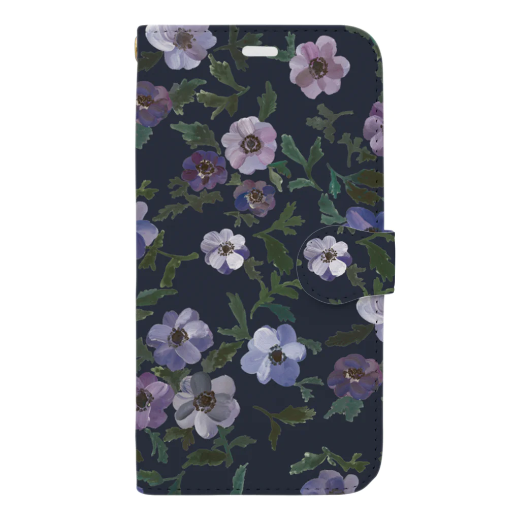 otsukiyumiのanemone navy 手帳型スマホケース