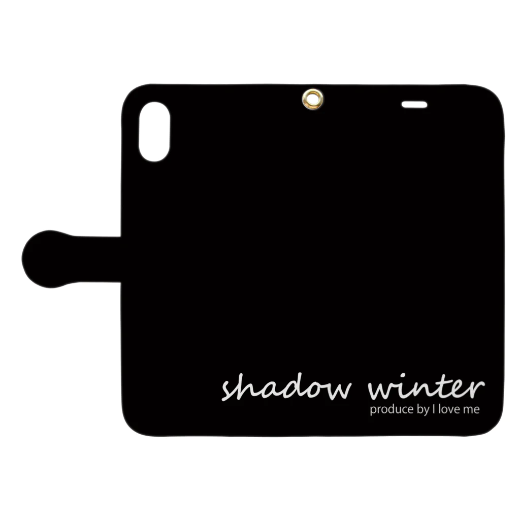 I am fineの文字のみ shadow winter_02 手帳型スマホケースを開いた場合(外側)