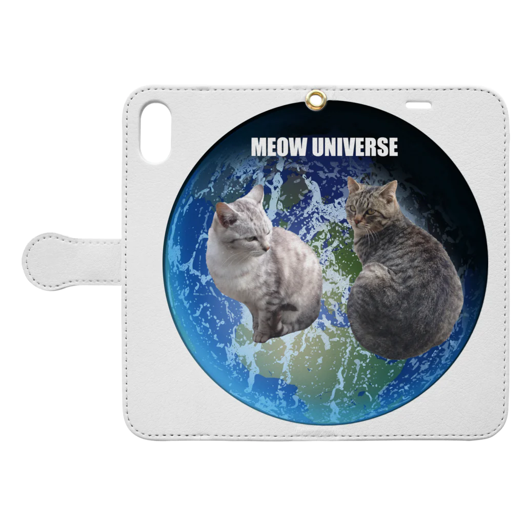 ちばっちょ【ち畳工房&猫ねこパラダイス】のトラ猫ワールド MEOW UNIVERSE Book-Style Smartphone Case:Opened (outside)