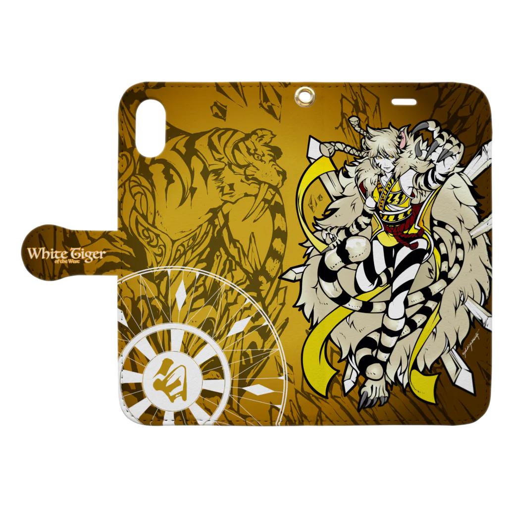 HERP MODA by ヤマモトナオキの白虎 Book-Style Smartphone Case:Opened (outside)