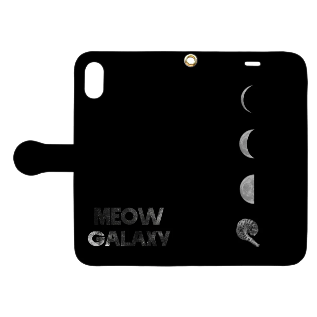 MEOW GALAXYのmoon cat case 手帳型スマホケースを開いた場合(外側)