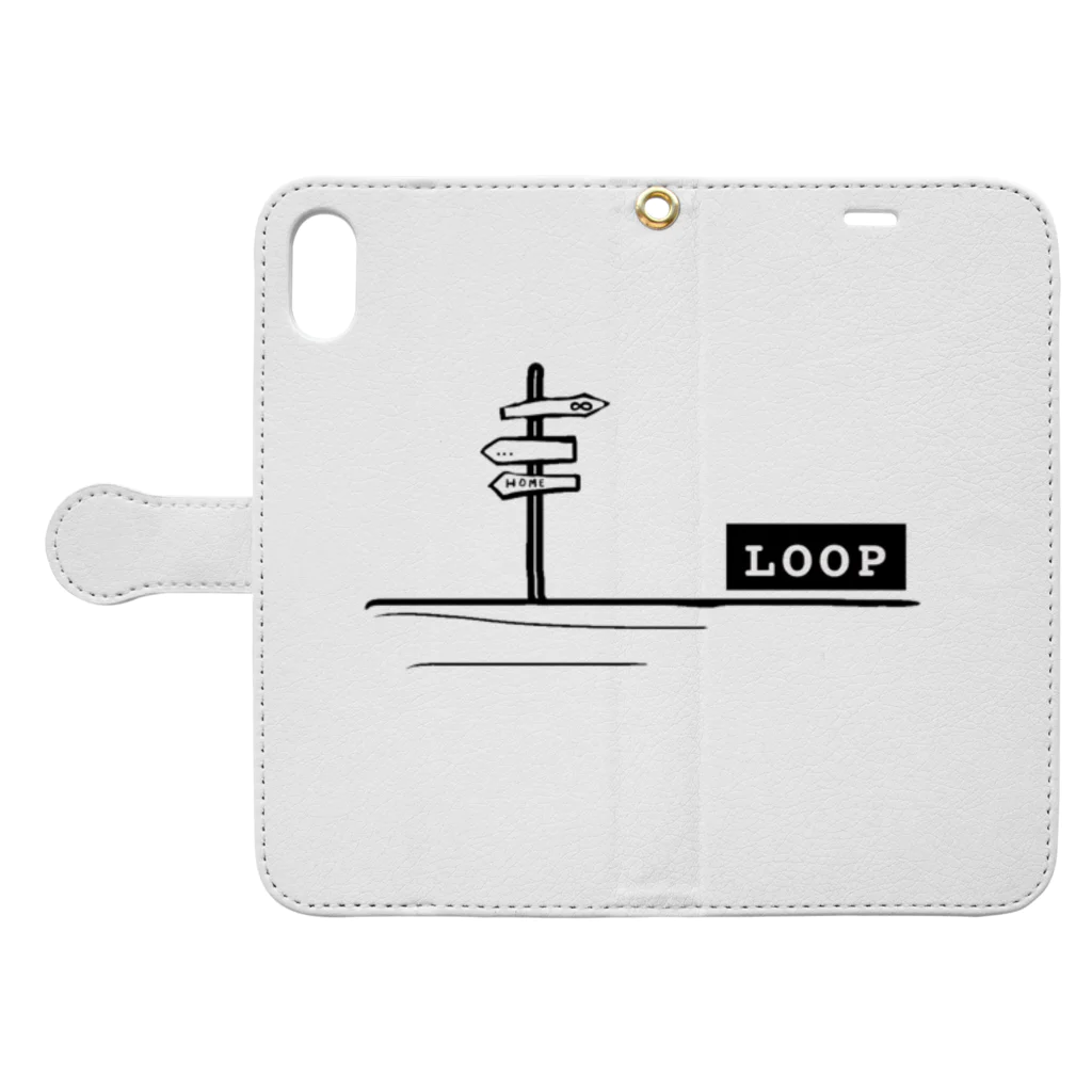 LOOPの3連看板(LOOP) 手帳型スマホケースを開いた場合(外側)