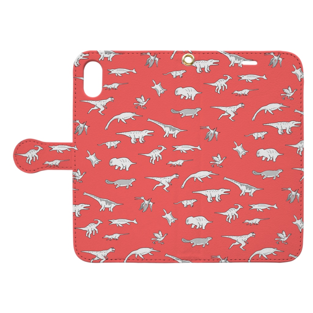 ホリゴメの絶滅した生き物 中生代 アカ Book-Style Smartphone Case:Opened (outside)