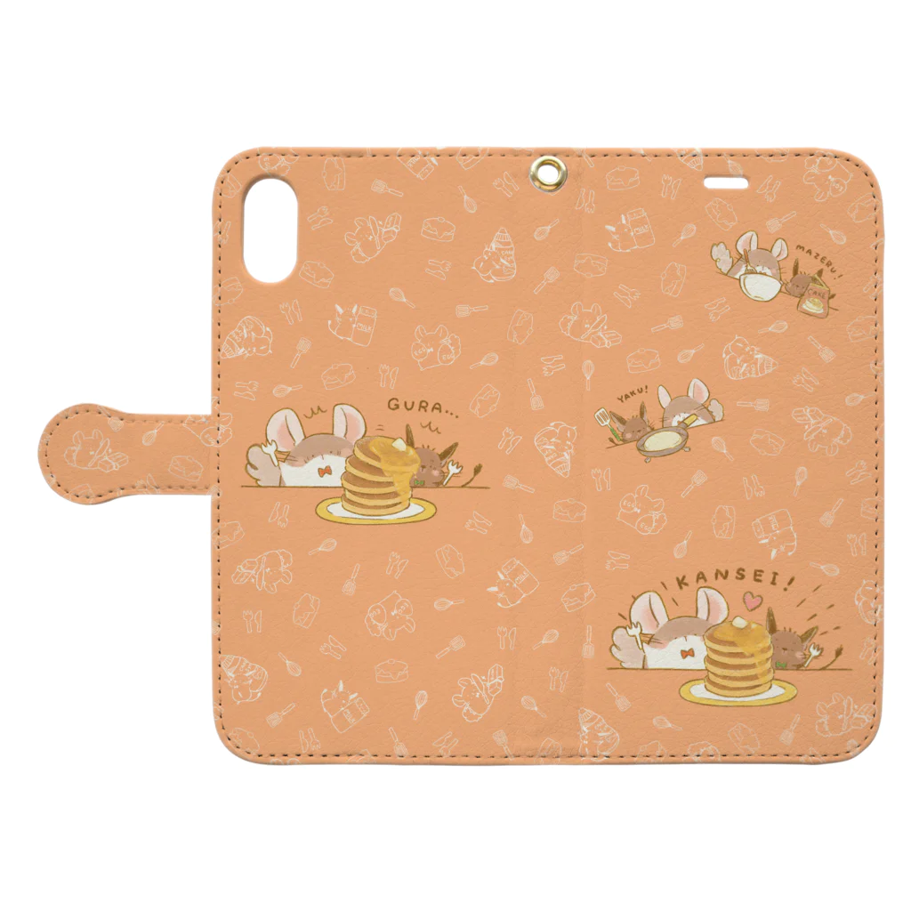 わん。(・Y・=)βのホットケーキをつくろう！（XR用） Book-Style Smartphone Case:Opened (outside)