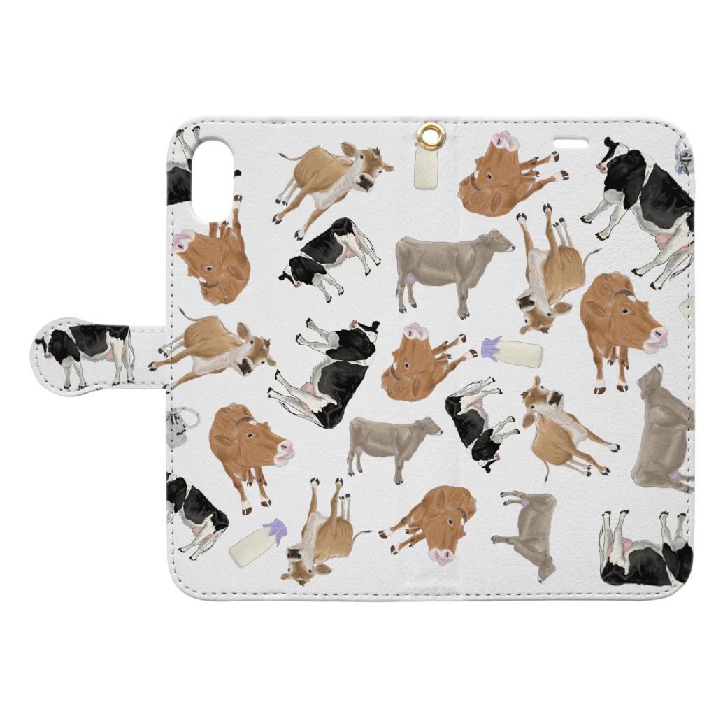 PoccaBocca–すかまるのおみせ–の乳牛いっぱい🐄 Book-Style Smartphone Case:Opened (outside)