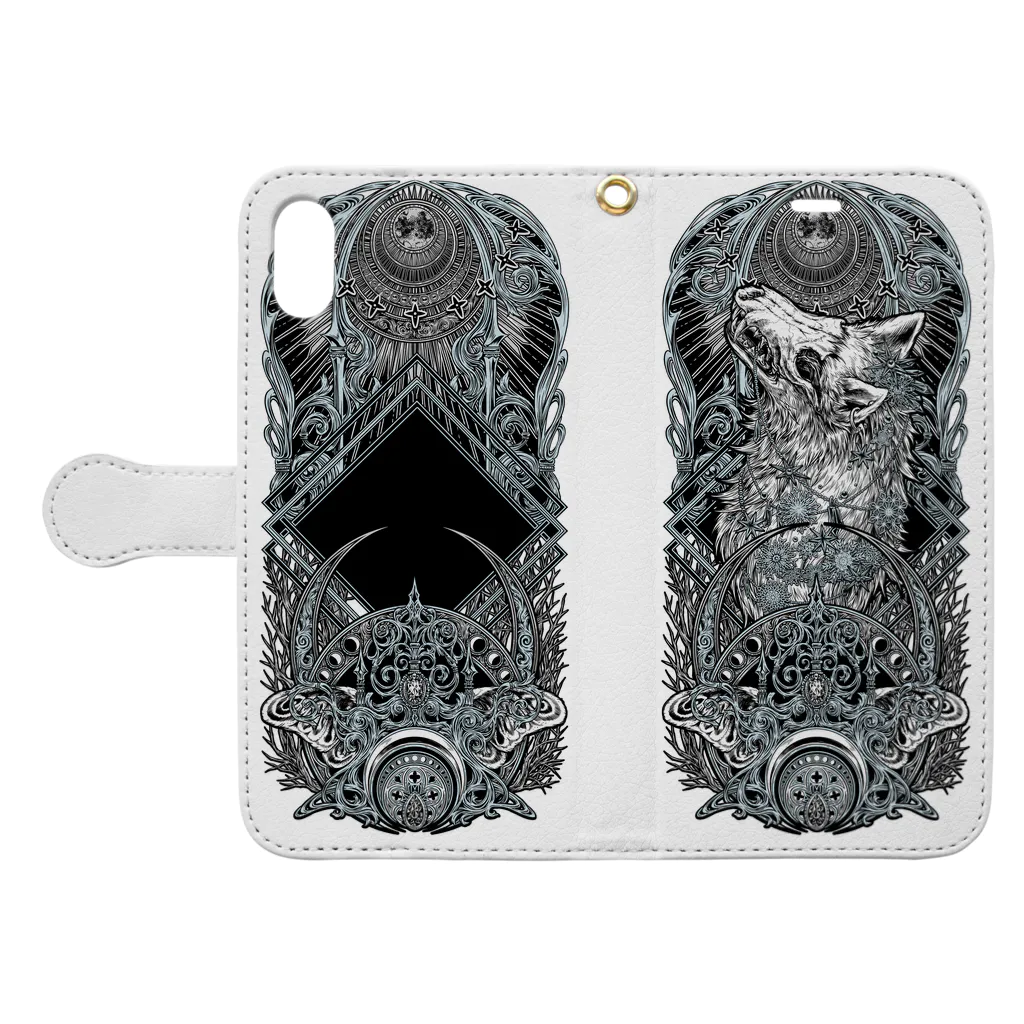 BLACKINKのTAROT - THE MOON. White Book-Style Smartphone Case:Opened (outside)