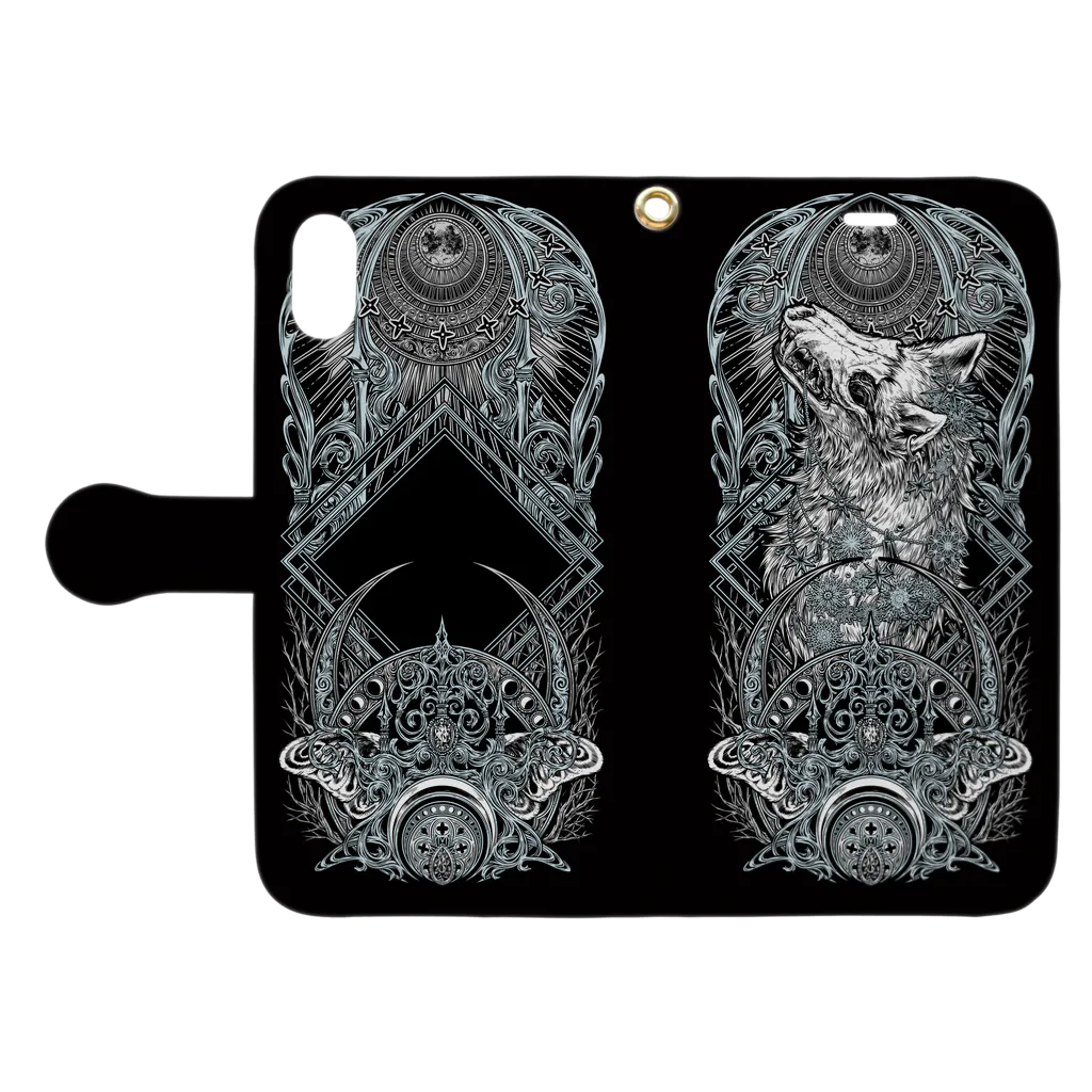 BLACKINKのTAROT - THE MOON. Black Book-Style Smartphone Case:Opened (outside)