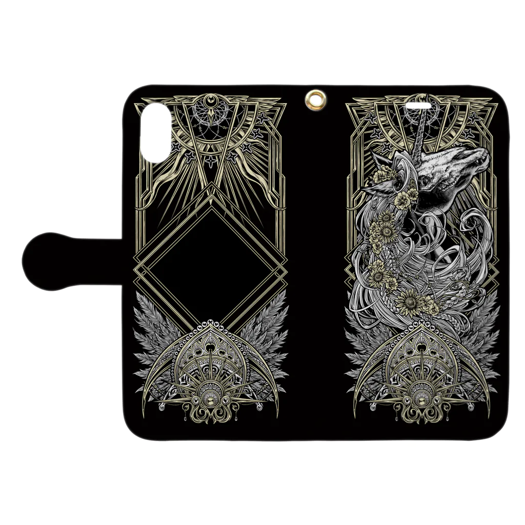 BLACKINKのTAROT - THE SUN. Black Book-Style Smartphone Case:Opened (outside)