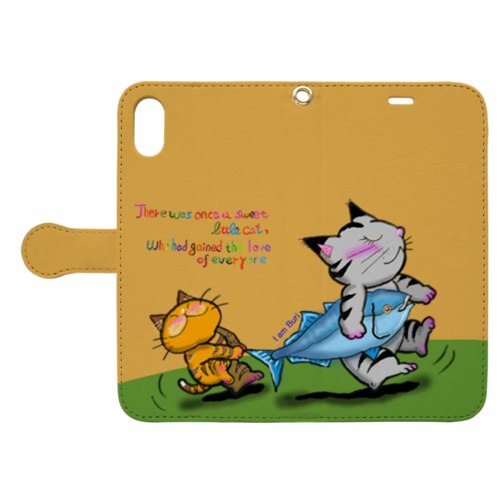 Jacoの猫さんとブリ Book-Style Smartphone Case:Opened (outside)