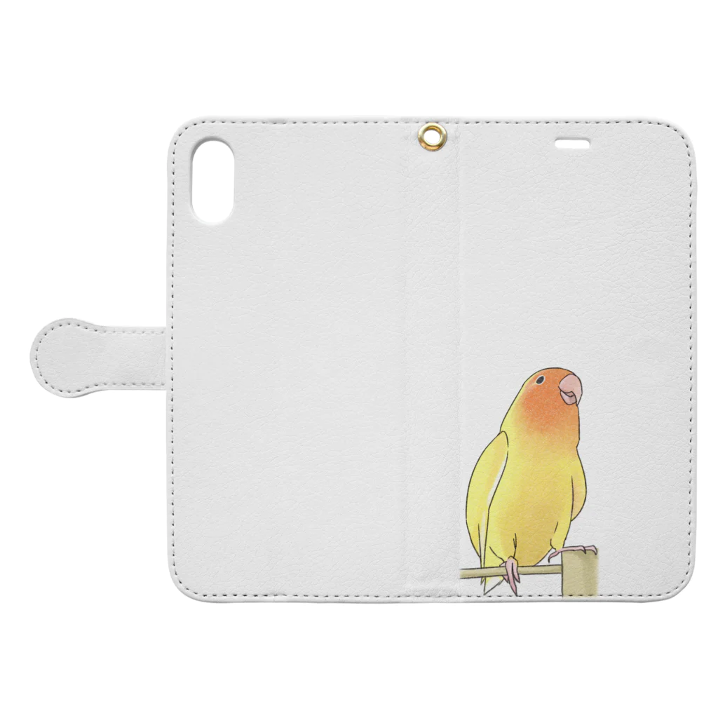 まめるりはことりの得意げ可愛い　コザクラインコちゃん【まめるりはことり】 Book-Style Smartphone Case:Opened (outside)