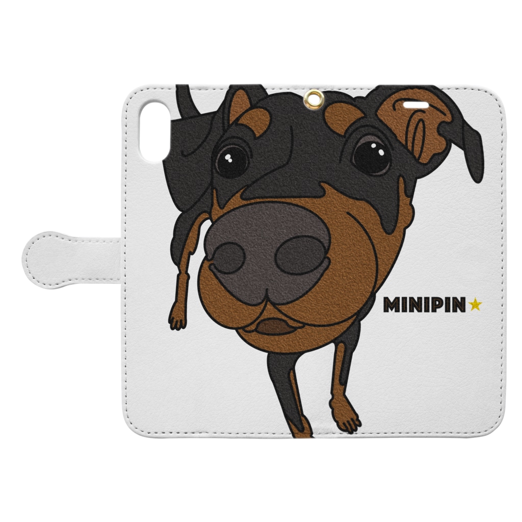 ミニチュアピンシャー ミニピン Miniature Pinscher Minipin ドアップ ミニピン クラブ Minipin Club Kozkazy の手帳型スマホケース通販 Suzuri スズリ