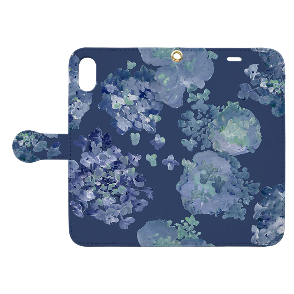 otsukiyumiのajisai blue Book-Style Smartphone Case:Opened (outside)